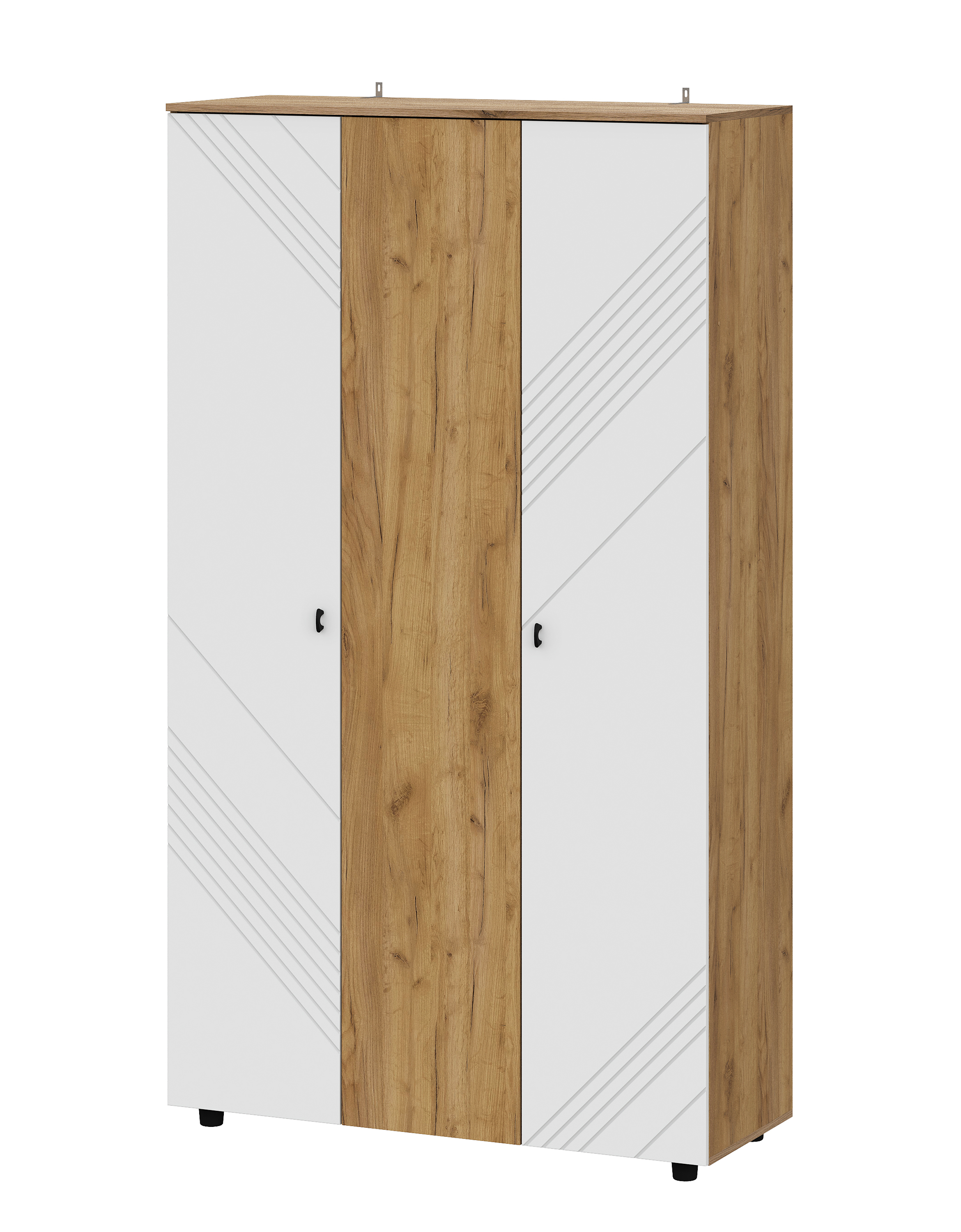 Шкаф NN Мебель (МС Байкал К) Дуб Золотой/Белый матовый, трехстворчатый (SAFE) - фото