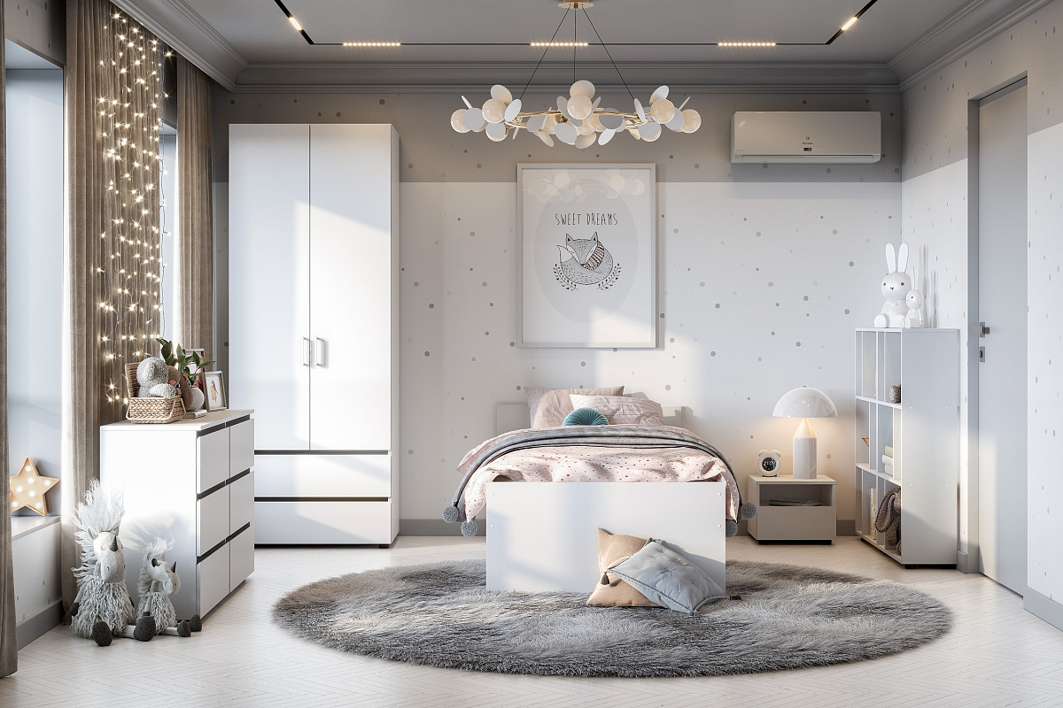 Шкаф NN Мебель (МС Токио) Белый текстурный, двухстворчатый с 2 ящ. - фото3