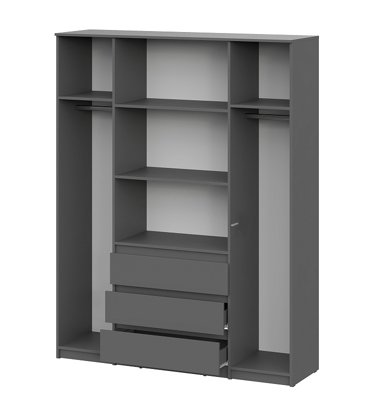 Шкаф NN Мебель (МС Денвер К) Серия 2 Графит серый, четырехстворчатый - фото2