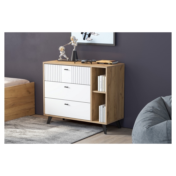 Комод SV-МЕБЕЛЬ (МС Милан К) Дуб Золотой/Белый Матовый, 3 ящ. - фото4