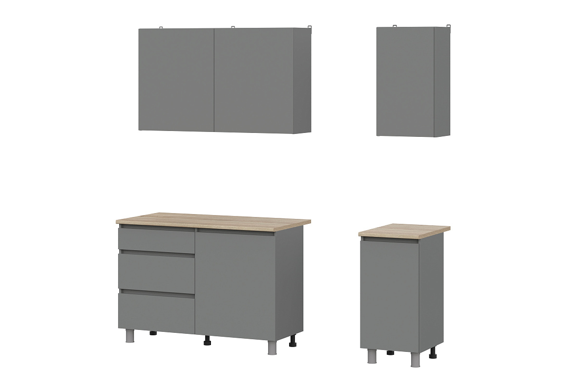 Кухонный гарнитур NN Мебель "Денвер" (1,6 м) Графит серый/Дуб Сонома - фото2