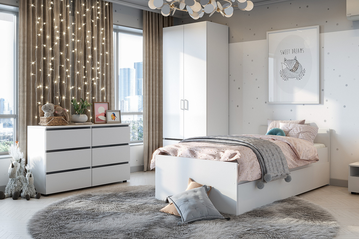 Комод NN Мебель (МС Токио) Белый текстурный, 6 ящ. - фото3