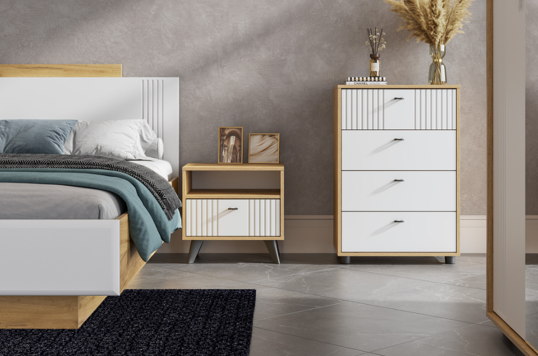 Тумба прикроватная SV-МЕБЕЛЬ (МС Милан К) Дуб Золотой/Белый Матовый - фото3