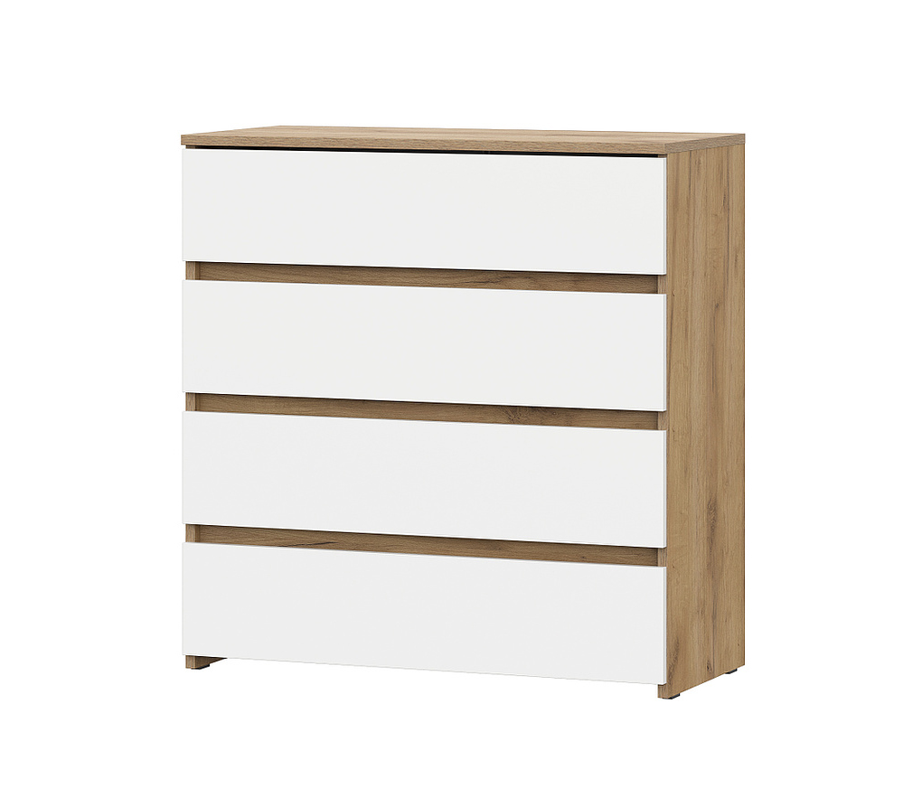 Комод NN Мебель (МС Некст К) Дуб Золотой/Белый, 4 ящика - фото