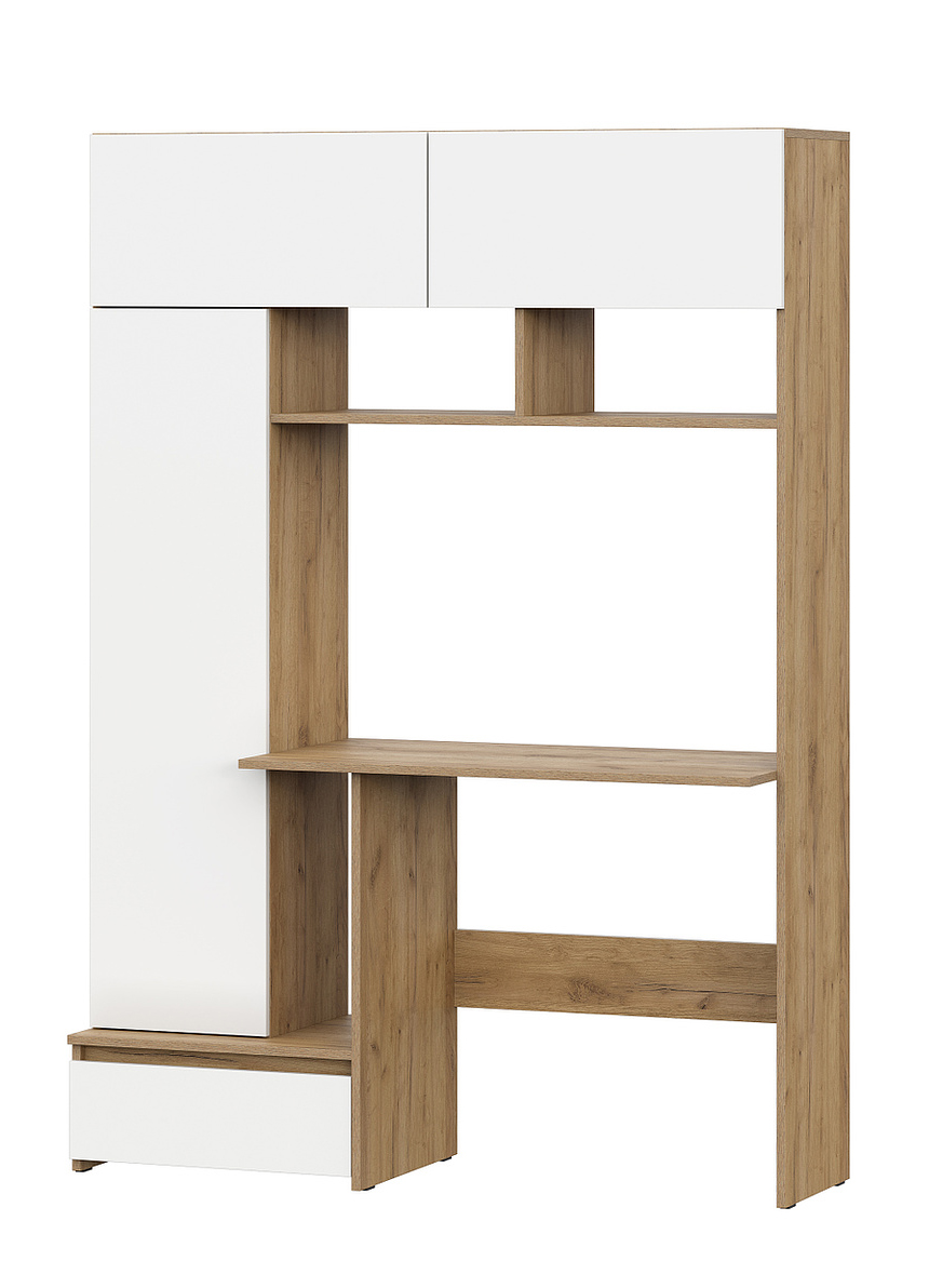 Стол компьютерный NN Мебель (МС Некст К) Дуб Золотой/Белый - фото