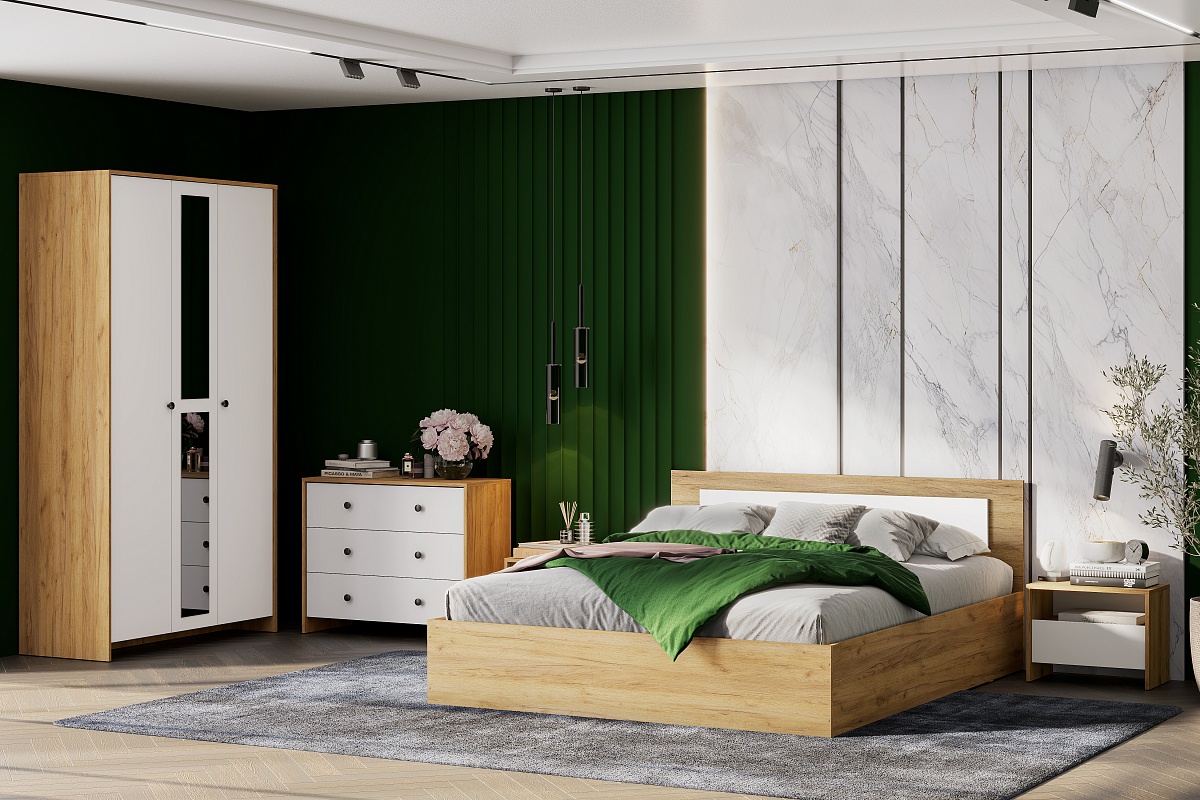 Тумба прикроватная NN Мебель (МС Дольче К) Дуб Золотой/Белый - фото4