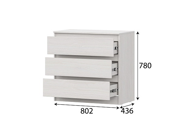 Комод SV-МЕБЕЛЬ (МС Бриз-1 К) Ясень Анкор светлый, 3 ящ. - фото3