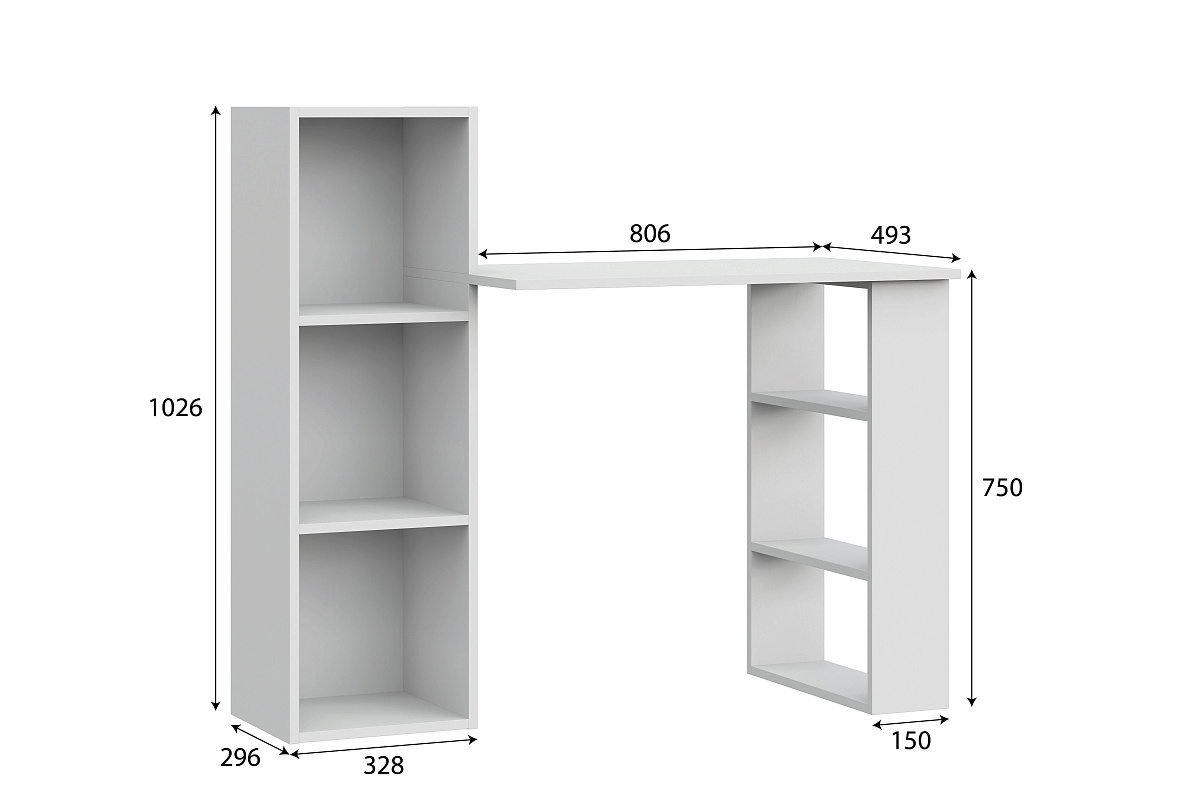 Стол компьютерный NN Мебель СТК 1 Белый - фото2