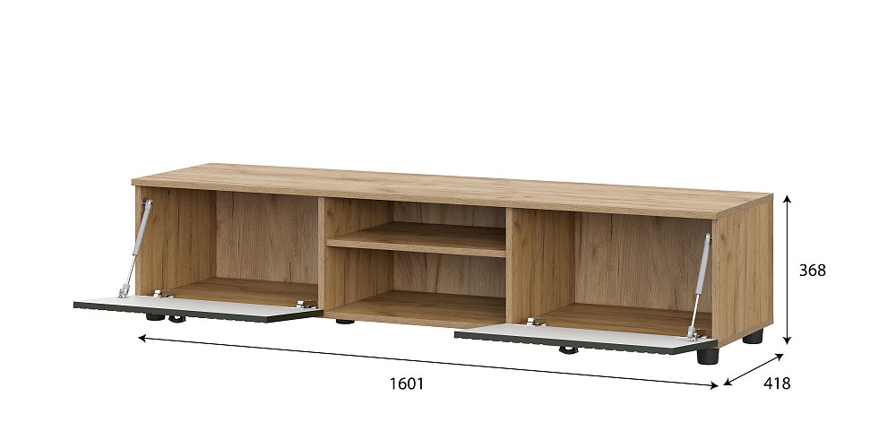 Тумба для ТВ SV-МЕБЕЛЬ (МС Милан К) Дуб Золотой/Олива Софт, со створками и нишей - фото3