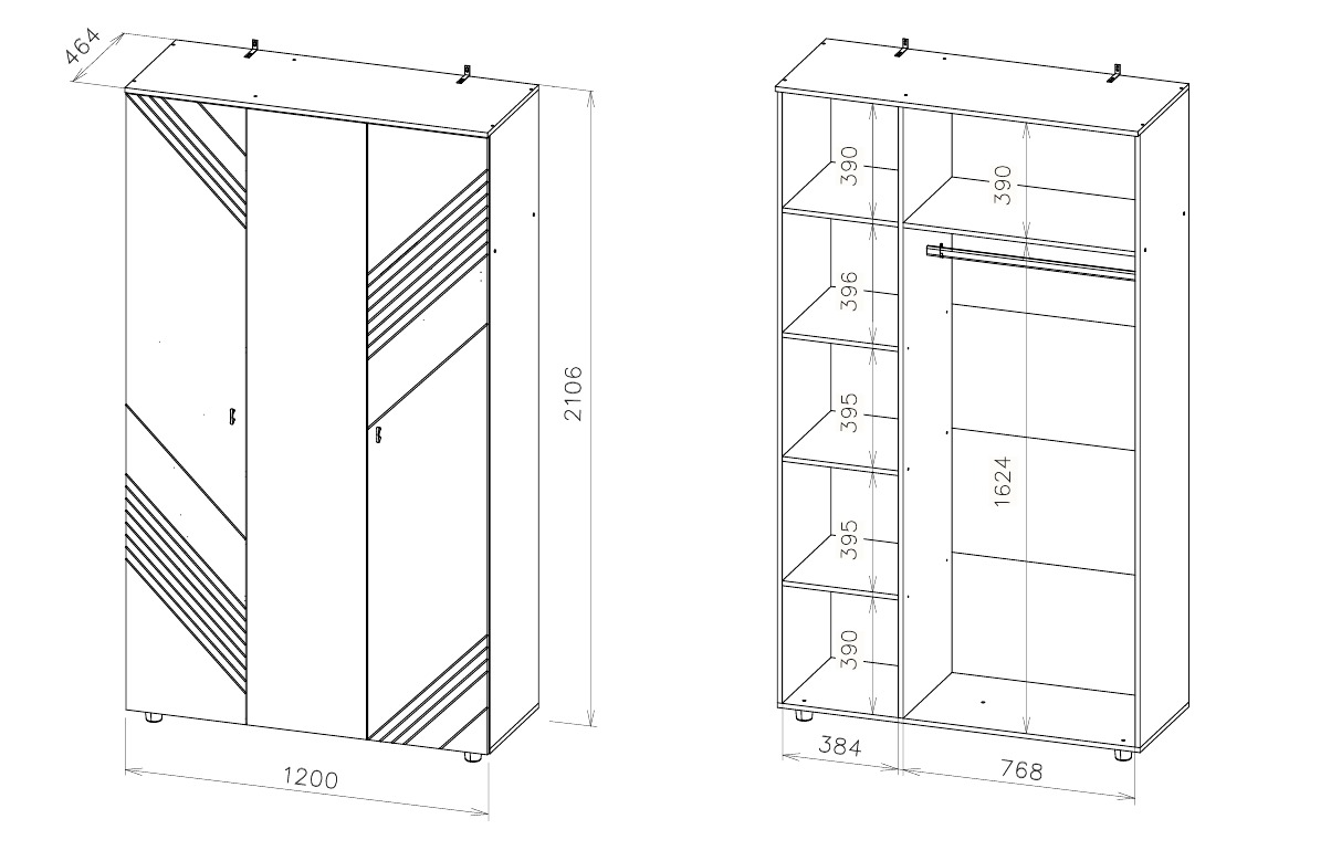Шкаф NN Мебель (МС Байкал К) Дуб Золотой/Белый матовый, трехстворчатый (SAFE) - фото3