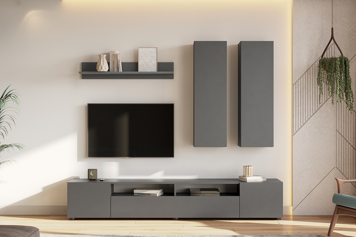 Шкаф NN Мебель (МС Денвер К) Графит серый, навесной - фото2