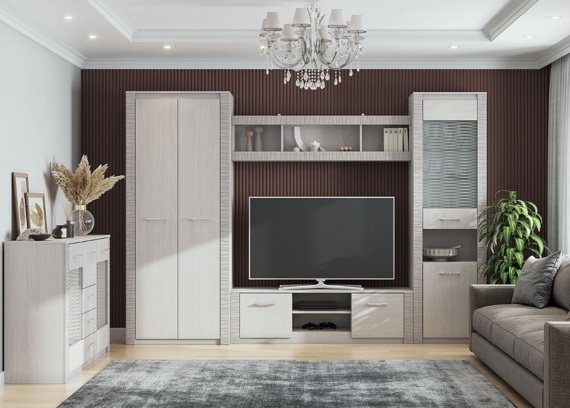 Полка навесная SV-МЕБЕЛЬ (МС Гамма 20 К) (1600) Серия №4 Ясень анкор  светлый - фото3