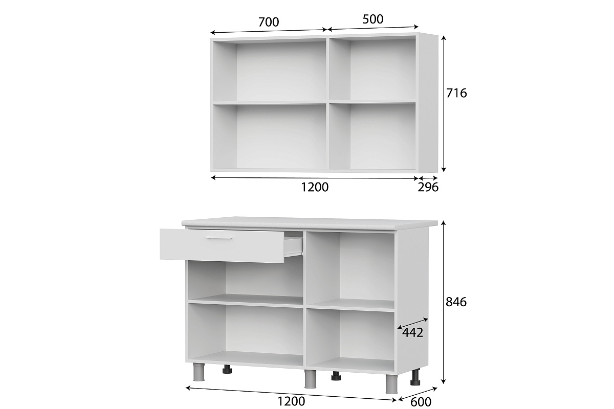 Кухонный гарнитур NN Мебель "КГ-4" (1,2 м) Белый/Дуб Сонома/Белый/Антарес - фото2