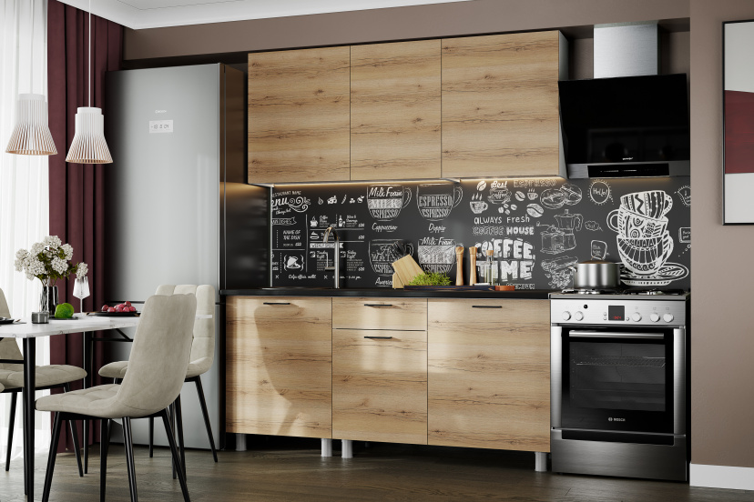 Кухонный гарнитур SV-МЕБЕЛЬ "Лаванда" без столешницы (1,7 м) Дуб золотой - фото