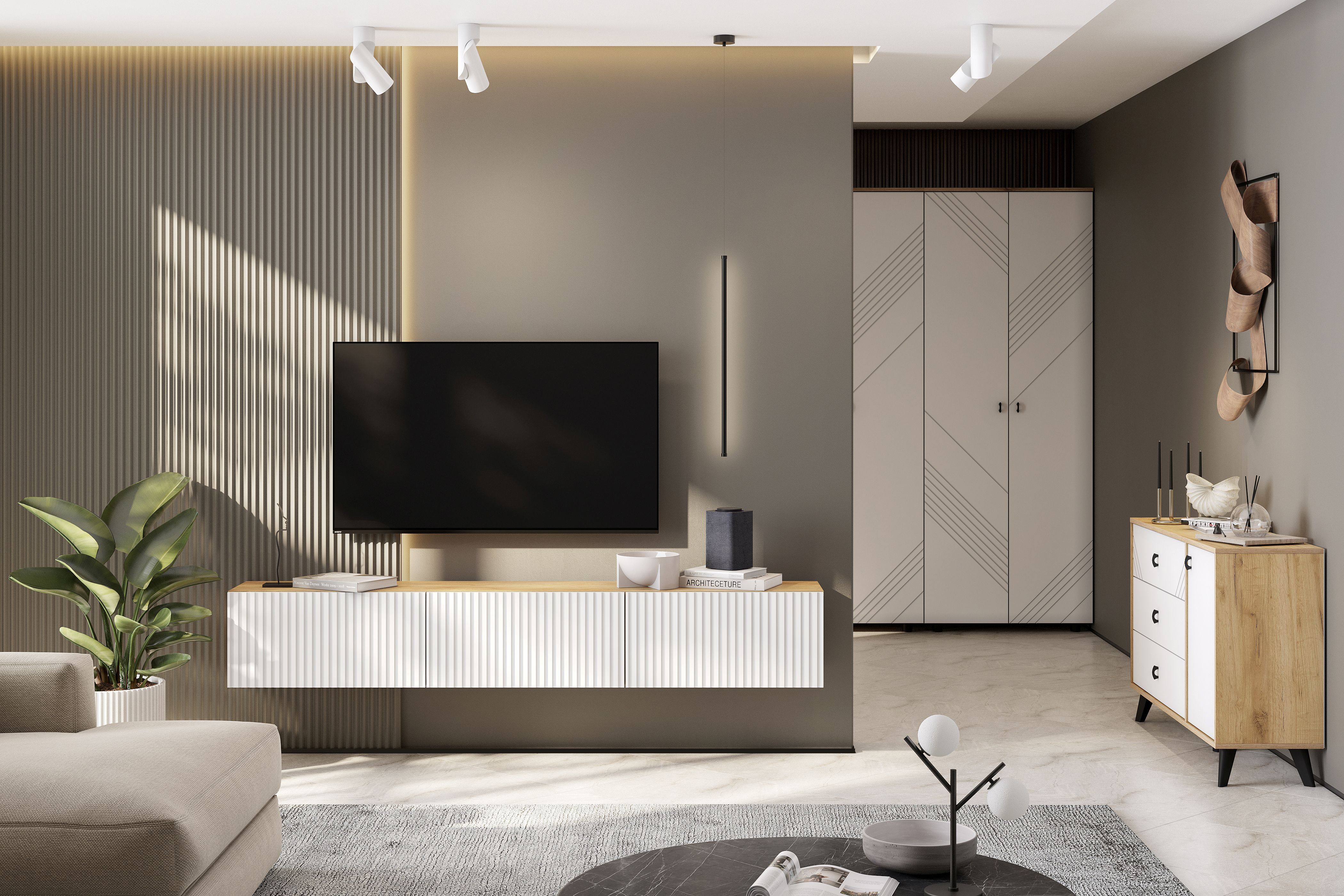 Шкаф NN Мебель (МС Байкал К) Дуб Золотой/Белый матовый, двухстворчатый комбинированный (SAFE) - фото4