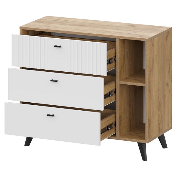 Комод SV-МЕБЕЛЬ (МС Милан К) Дуб Золотой/Белый Матовый, 3 ящ. - фото3