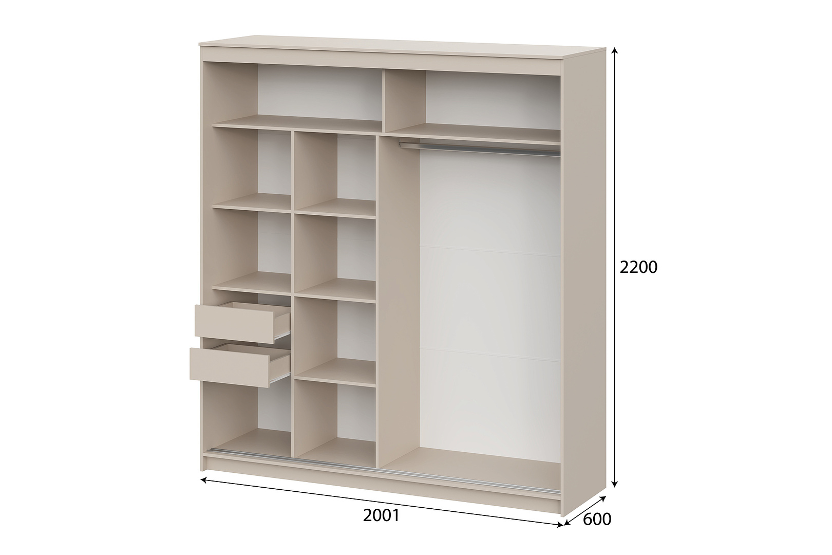 Шкаф-купе NN Мебель К ШКП-3 (2,0) МАКС Меланж - фото3