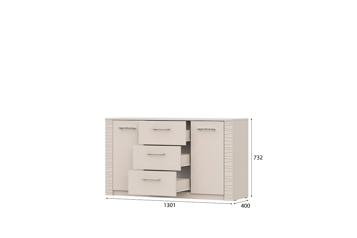 Комод NN Мебель (МС Калипсо К) 3 ящика двухстворчатый Меланж - фото2