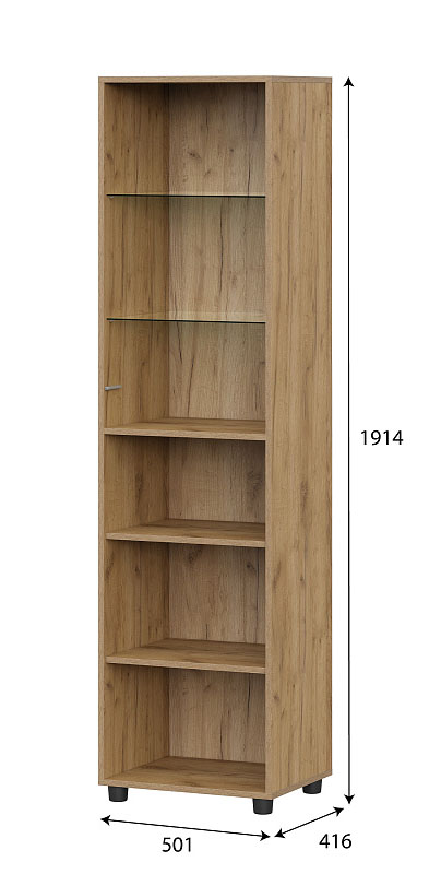 Пенал SV-МЕБЕЛЬ (МС Милан К) Дуб Золотой/Черный/Олива Софт, со стеклом - фото3