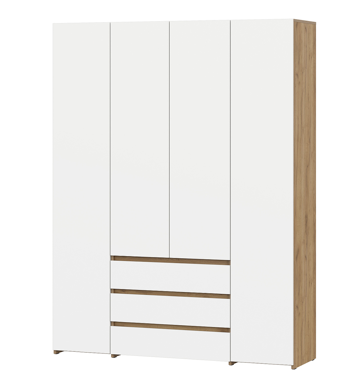 Шкаф NN Мебель (МС Некст К) Дуб Золотой/Белый, комбинированный четырехстворчатый - фото