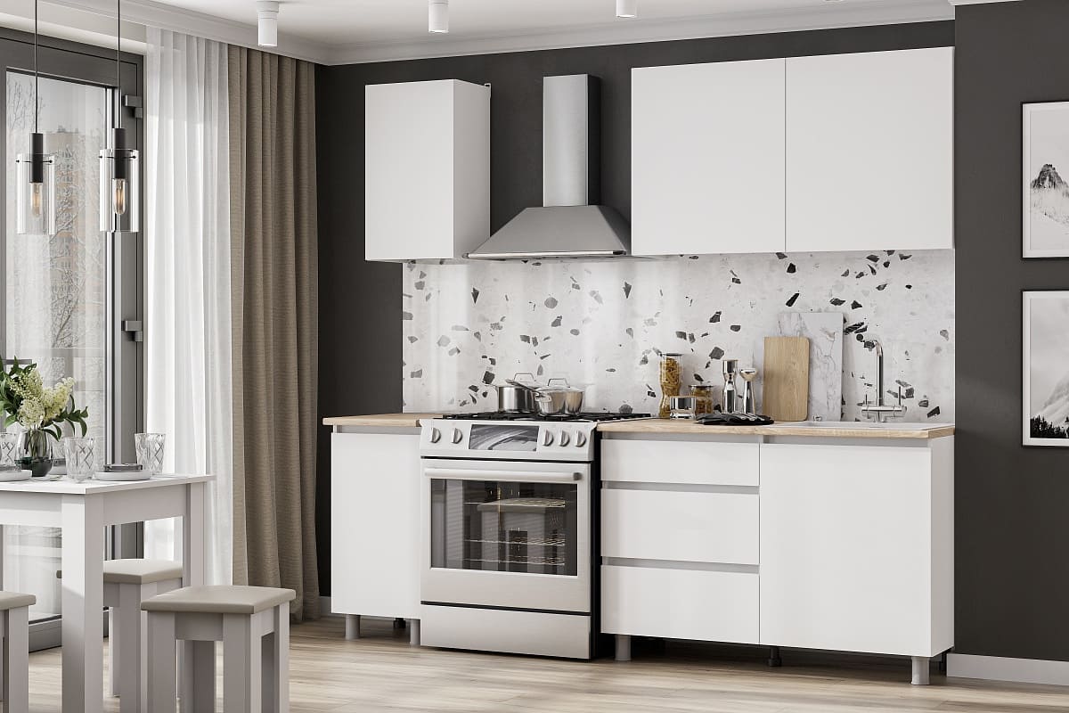 Кухонный гарнитур NN Мебель "Денвер" (1,6м) Серия 2 SAFE Белый/Дуб Сонома - фото