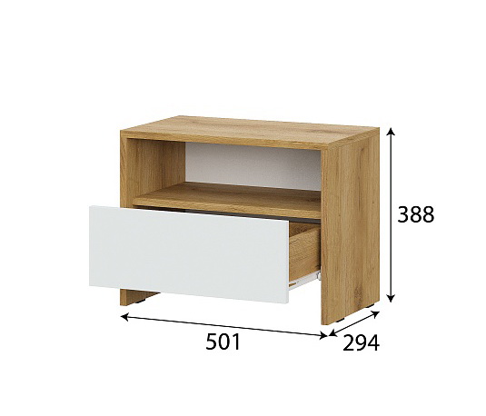 Тумба прикроватная NN Мебель (МС Дольче К) Дуб Золотой/Белый - фото3