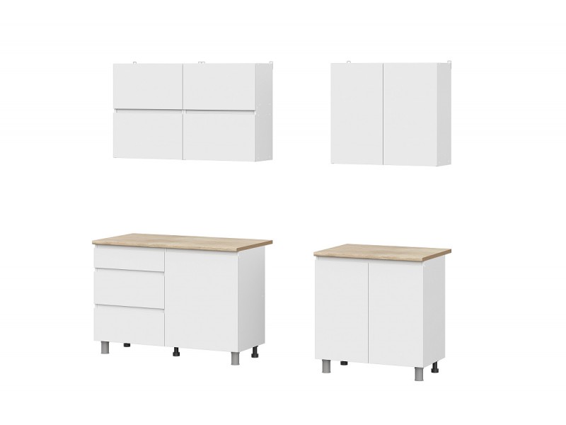 Кухонный гарнитур NN Мебель "Токио" Серия 3 (2,0 м)  Белый текстурный/Дуб Сонома - фото2