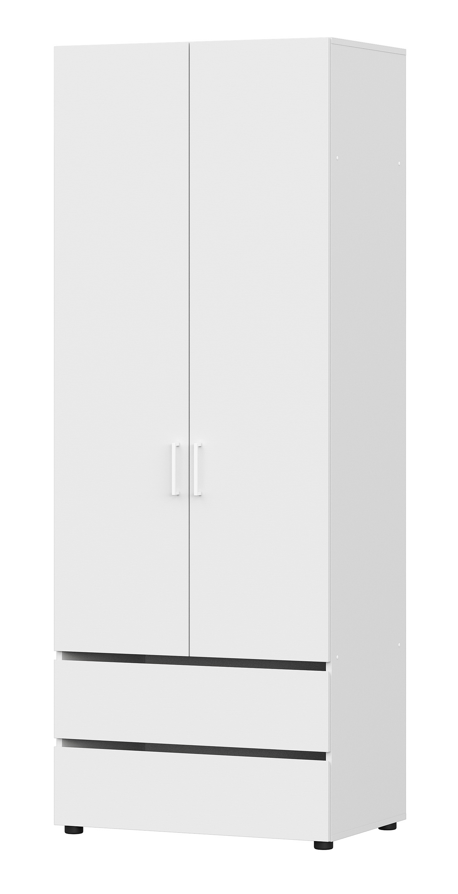 Шкаф NN Мебель (МС Токио) Белый текстурный, двухстворчатый с 2 ящ. - фото