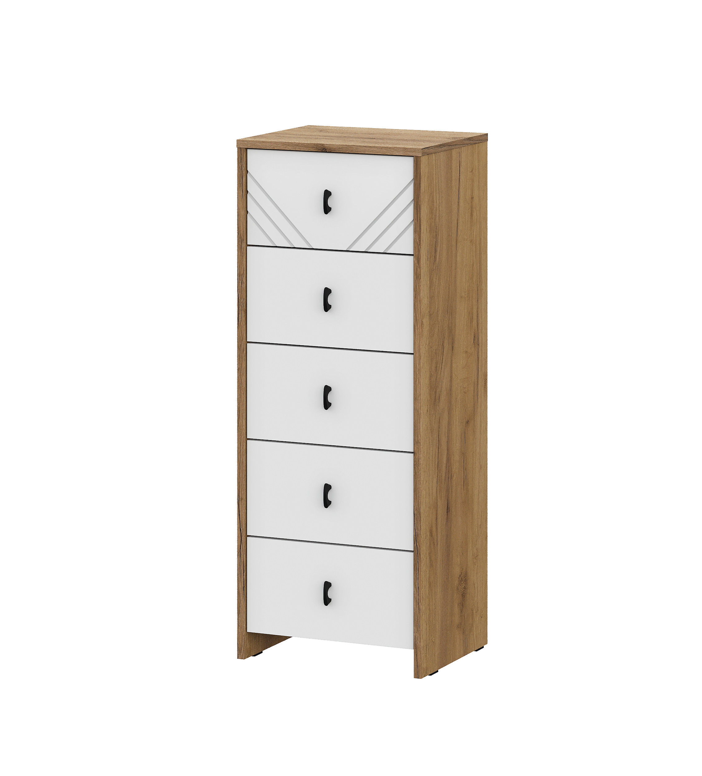 Комод NN Мебель (МС Байкал К) Дуб Золотой/Белый матовый, 5 ящиков - фото