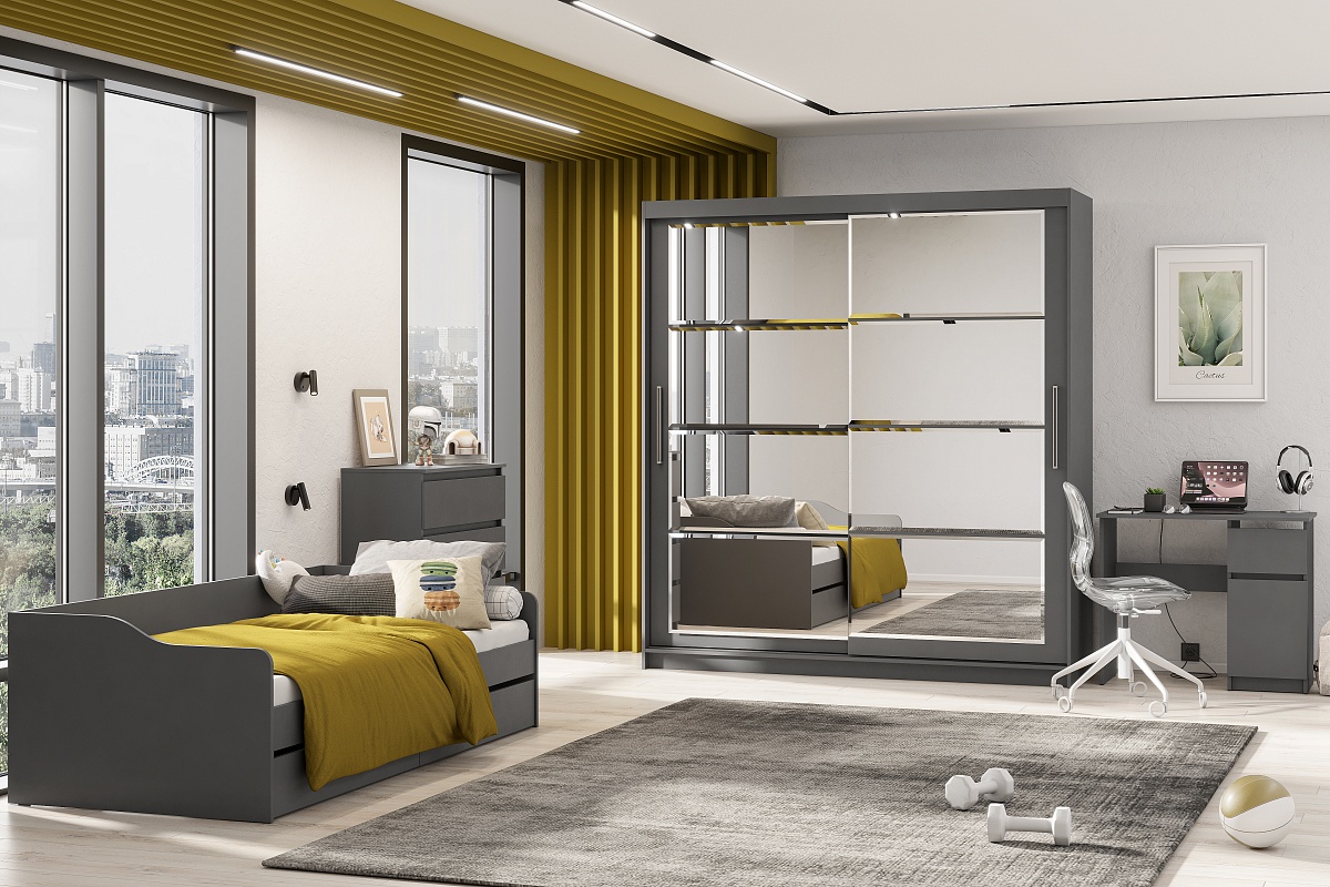 Шкаф-купе NN Мебель К ШКП-3 (2,0) МАКС Графит серый - фото3