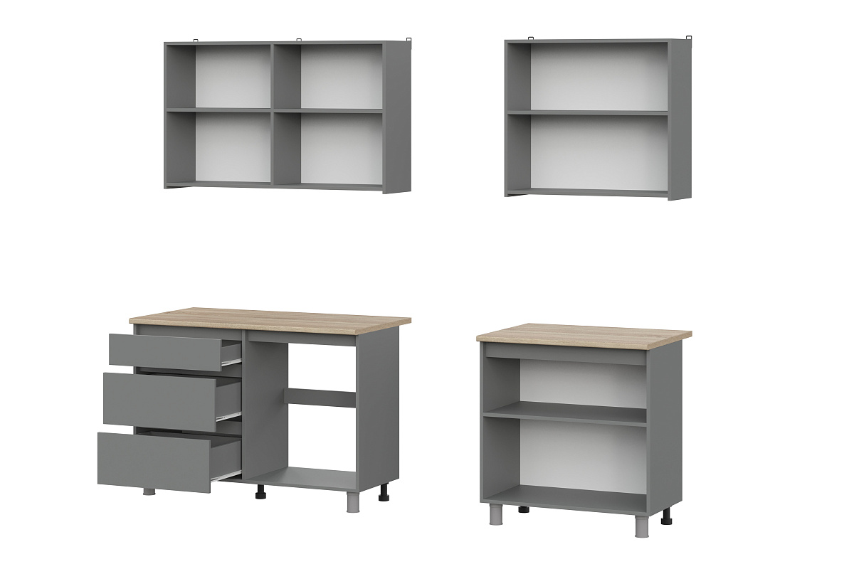 Кухонный гарнитур NN Мебель "Денвер" (2,0 м) Графит серый/Дуб Сонома - фото3