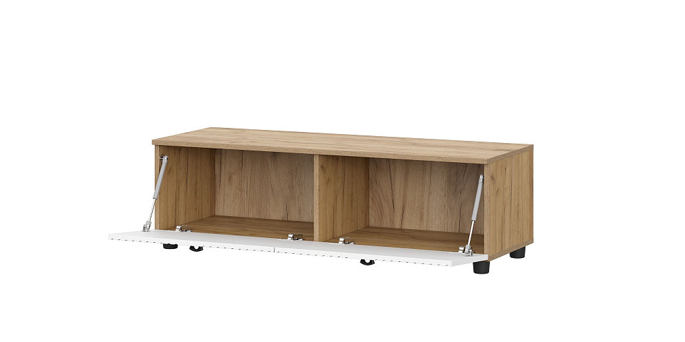 Тумба для ТВ SV-МЕБЕЛЬ (МС Милан К) Дуб Золотой/Белый матовый, со створками - фото2