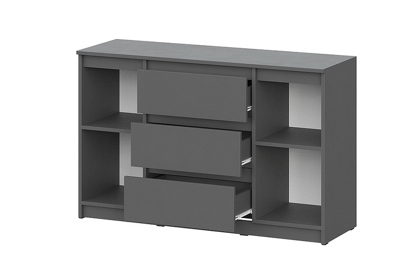 Комод NN Мебель (МС Денвер К) Графит серый (серия 2), 3 ящ., 2 ств. - фото3