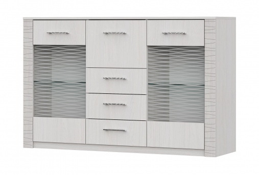 Комод-витрина SV-МЕБЕЛЬ (МС Гамма 20 К) Серия №4 Ясень анкор  светлый / Сандал светлый - фото