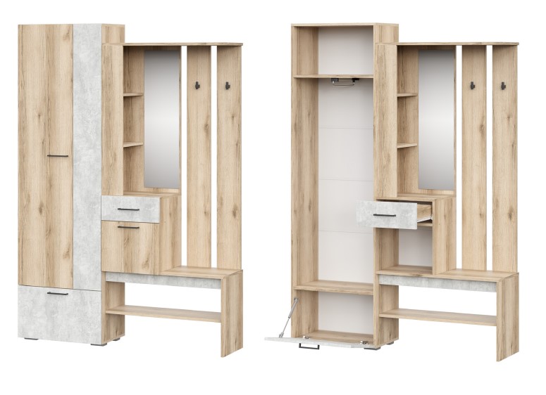 Прихожая SV-МЕБЕЛЬ "Фаворит 1 К" Дуб Делано/Цемент Светлый - фото2