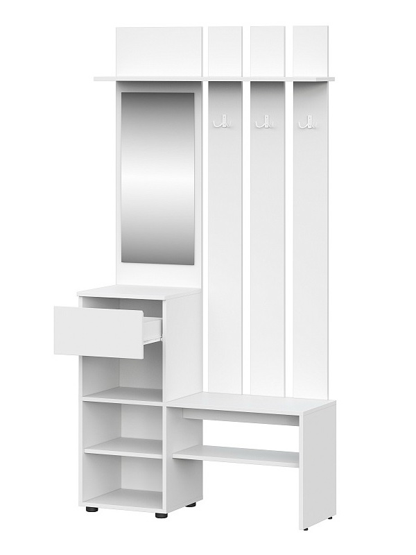 Вешалка NN Мебель (МС Токио) Серия 2 Белый текстурный, с зеркалом - фото2