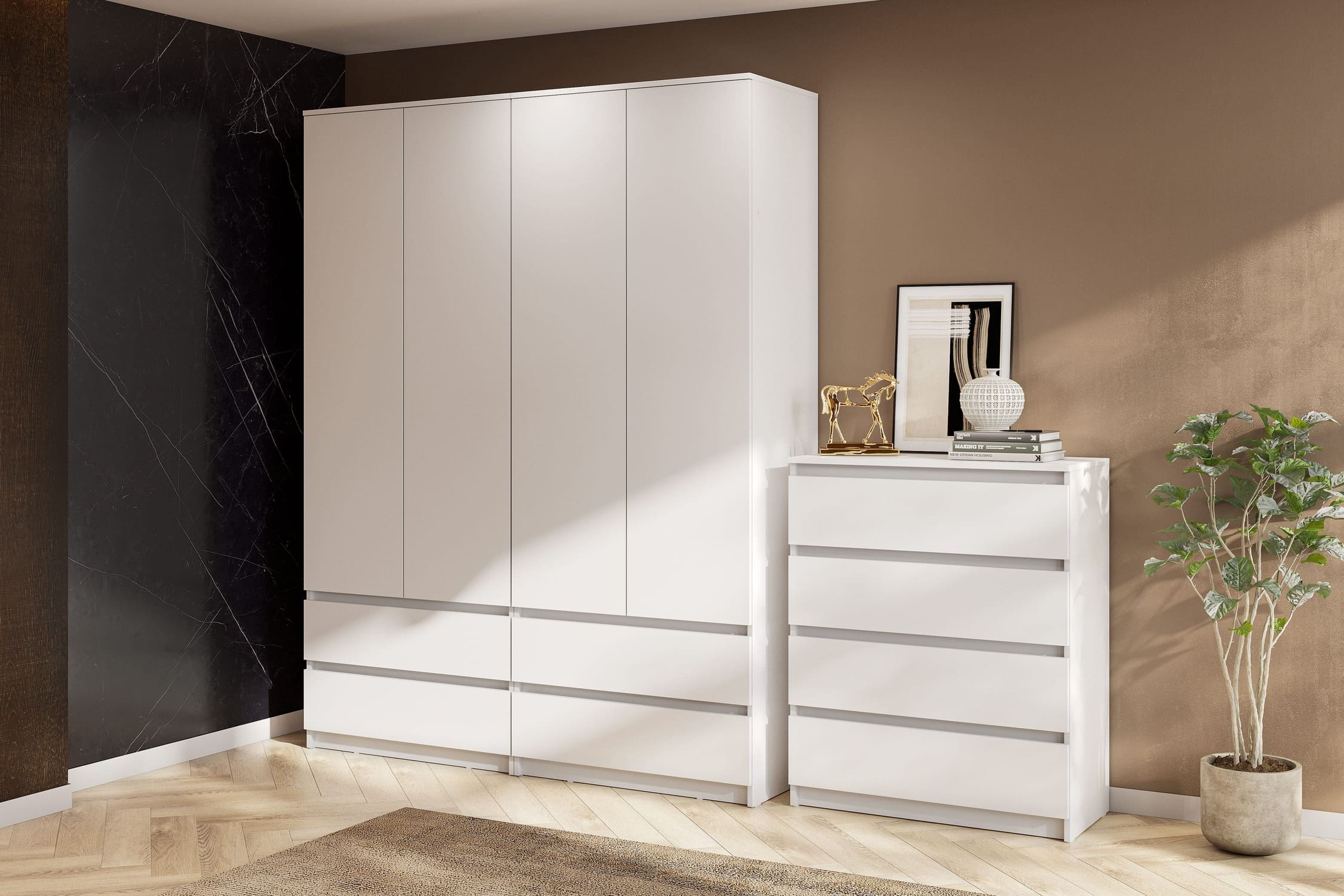 Комод NN Мебель (МС Денвер К) Белый, 4 ящ. SAFE - фото4