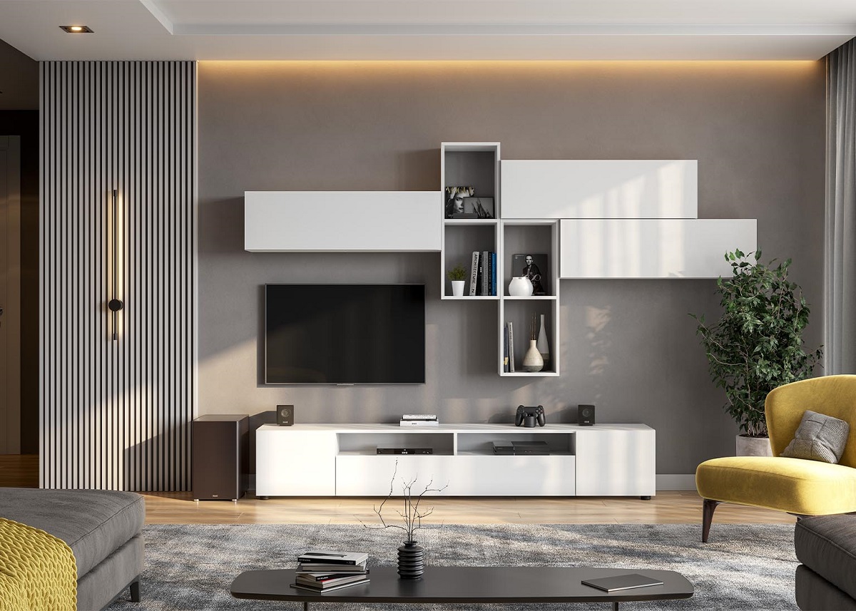 Тумба для ТВ NN Мебель (МС Токио) Белый текстурный - фото4