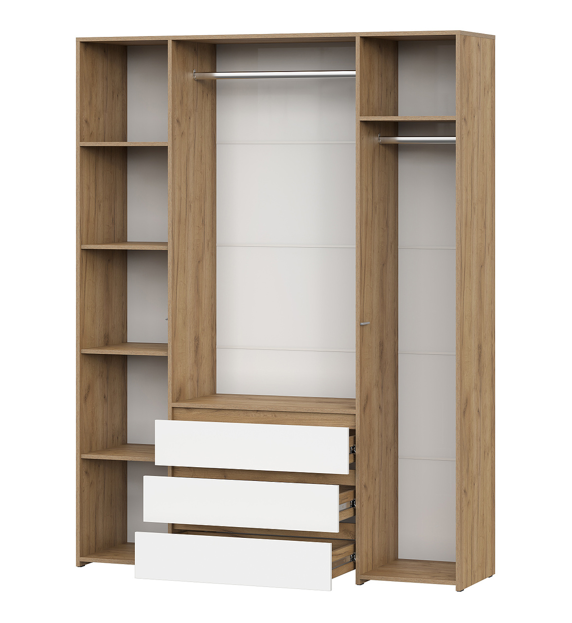 Шкаф NN Мебель (МС Некст К) Дуб Золотой/Белый, комбинированный четырехстворчатый - фото4