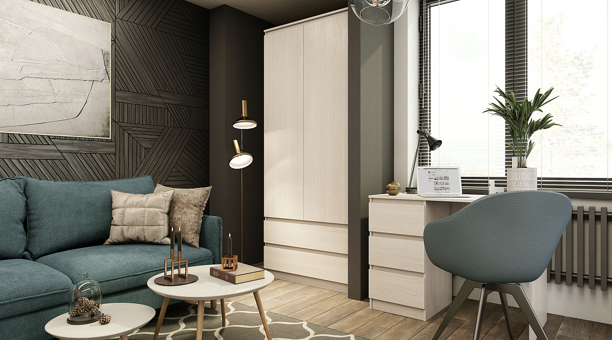 Шкаф двухстворчатый комбинированный SV-МЕБЕЛЬ (МС Бриз-1 К) Ясень Анкор светлый - фото4