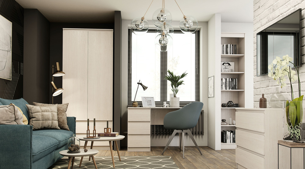 Стол с ящиками SV-МЕБЕЛЬ (МС Бриз-1 К) Ясень Анкор светлый - фото