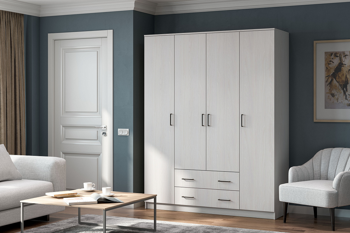 Шкаф NN Мебель ШК 1 (серия 2) Ясень Анкор светлый - фото4