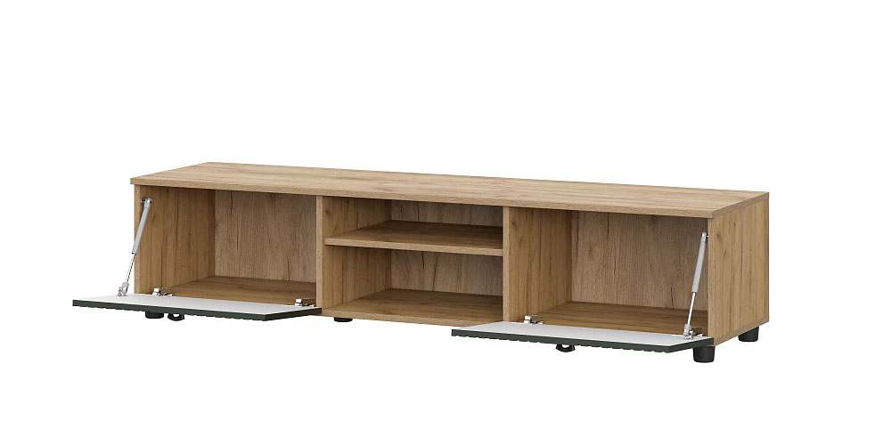 Тумба для ТВ SV-МЕБЕЛЬ (МС Милан К) Дуб Золотой/Олива Софт, со створками и нишей - фото2